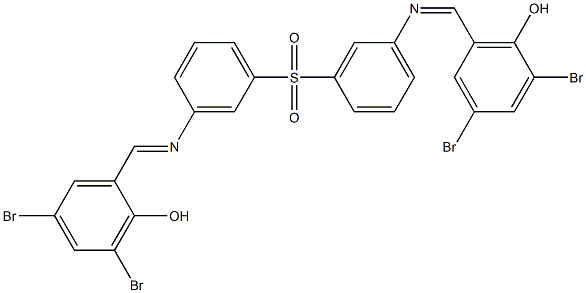 2,4-dibromo-6-({[3-({3-[(3,5-dibromo-2-hydroxybenzylidene)amino]phenyl}sulfonyl)phenyl]imino}methyl)phenol Struktur