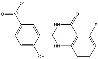 5-fluoro-2-(2-hydroxy-5-nitrophenyl)-1,2,3,4-tetrahydroquinazolin-4-one Struktur