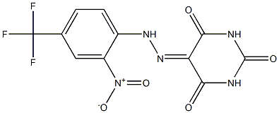 5-{2-[2-nitro-4-(trifluoromethyl)phenyl]hydrazono}hexahydropyrimidine-2,4,6-trione Struktur