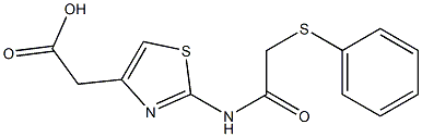 2-(2-{[2-(phenylthio)acetyl]amino}-1,3-thiazol-4-yl)acetic acid Struktur