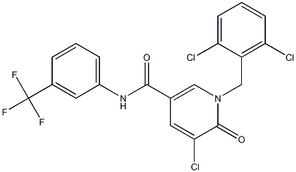 5-chloro-1-(2,6-dichlorobenzyl)-6-oxo-N-[3-(trifluoromethyl)phenyl]-1,6-dihydro-3-pyridinecarboxamide Struktur