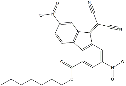 heptyl 9-(dicyanomethylidene)-2,7-dinitro-9H-fluorene-4-carboxylate Struktur