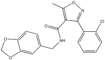 N-(1,3-benzodioxol-5-ylmethyl)-3-(2-chlorophenyl)-5-methyl-4-isoxazolecarboxamide Struktur