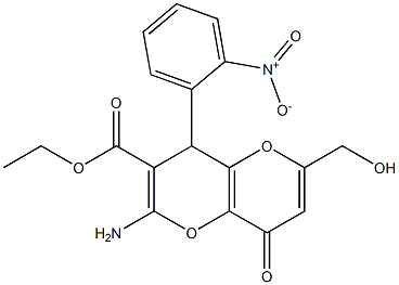 ethyl 2-amino-6-(hydroxymethyl)-4-(2-nitrophenyl)-8-oxo-4,8-dihydropyrano[3,2-b]pyran-3-carboxylate Struktur