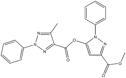 3-(methoxycarbonyl)-1-phenyl-1H-pyrazol-5-yl 5-methyl-2-phenyl-2H-1,2,3-triazole-4-carboxylate Struktur