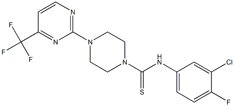 N1-(3-chloro-4-fluorophenyl)-4-[4-(trifluoromethyl)pyrimidin-2-yl]piperazine-1-carbothioamide Struktur