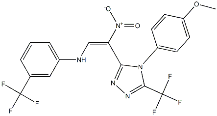 N-{2-[4-(4-methoxyphenyl)-5-(trifluoromethyl)-4H-1,2,4-triazol-3-yl]-2-nitrovinyl}-3-(trifluoromethyl)aniline Struktur