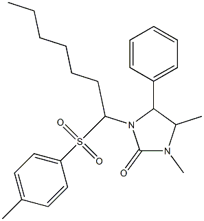 1,5-dimethyl-3-{1-[(4-methylphenyl)sulfonyl]heptyl}-4-phenyltetrahydro-2H-imidazol-2-one Struktur