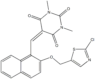 5-({2-[(2-chloro-1,3-thiazol-5-yl)methoxy]-1-naphthyl}methylene)-1,3-dimethyl-2,4,6(1H,3H,5H)-pyrimidinetrione Struktur