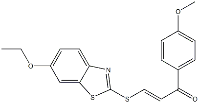 3-[(6-ethoxy-1,3-benzothiazol-2-yl)thio]-1-(4-methoxyphenyl)prop-2-en-1-one Struktur