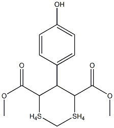 dimethyl 5-(4-hydroxyphenyl)-1,1,3,3-tetraoxo-1lambda~6~,3lambda~6~-dithiane-4,6-dicarboxylate Struktur