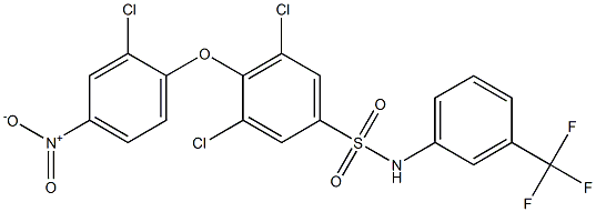 N1-[3-(trifluoromethyl)phenyl]-3,5-dichloro-4-(2-chloro-4-nitrophenoxy)benzene-1-sulfonamide Struktur