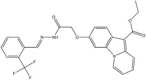 ethyl 3-[2-oxo-2-(2-{(E)-[2-(trifluoromethyl)phenyl]methylidene}hydrazino)ethoxy]pyrido[1,2-a]indole-10-carboxylate Struktur