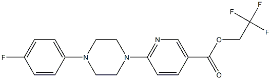 2,2,2-trifluoroethyl 6-[4-(4-fluorophenyl)piperazino]nicotinate Struktur