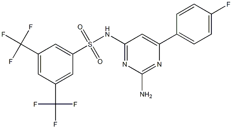 N1-[2-amino-6-(4-fluorophenyl)pyrimidin-4-yl]-3,5-di(trifluoromethyl)benzene-1-sulfonamide Struktur