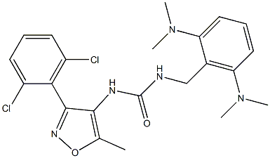 N-[3-(2,6-dichlorophenyl)-5-methylisoxazol-4-yl]-N'-[2,6-di(dimethylamino)benzyl]urea Struktur