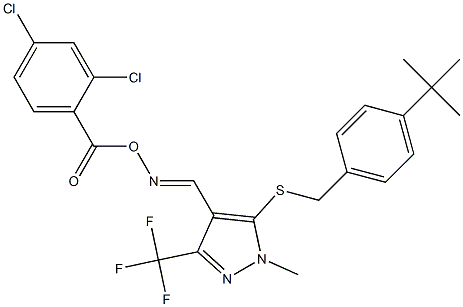 5-{[4-(tert-butyl)benzyl]sulfanyl}-4-({[(2,4-dichlorobenzoyl)oxy]imino}methyl)-1-methyl-3-(trifluoromethyl)-1H-pyrazole Struktur