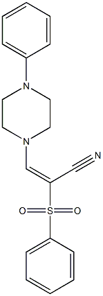 (E)-3-(4-phenylpiperazino)-2-(phenylsulfonyl)-2-propenenitrile Struktur