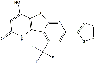 4-hydroxy-7-(2-thienyl)-9-(trifluoromethyl)pyrido[2',3':4,5]thieno[2,3-b]pyridin-2(1H)-one Struktur