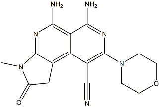 5,6-diamino-3-methyl-8-morpholin-4-yl-2-oxo-2,3-dihydro-1H-pyrrolo[2,3-c]-2,7-naphthyridine-9-carbonitrile Struktur