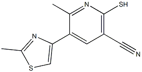 2-mercapto-6-methyl-5-(2-methyl-1,3-thiazol-4-yl)nicotinonitrile Struktur