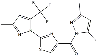 (3,5-dimethyl-1H-pyrazol-1-yl){2-[3-methyl-5-(trifluoromethyl)-1H-pyrazol-1-yl]-1,3-thiazol-4-yl}methanone Struktur