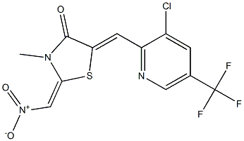 5-{(Z)-[3-chloro-5-(trifluoromethyl)-2-pyridinyl]methylidene}-3-methyl-2-[(E)-nitromethylidene]-1,3-thiazolan-4-one Struktur