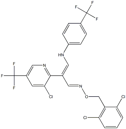 2-[3-chloro-5-(trifluoromethyl)-2-pyridinyl]-3-[4-(trifluoromethyl)anilino]acrylaldehyde O-(2,6-dichlorobenzyl)oxime Struktur