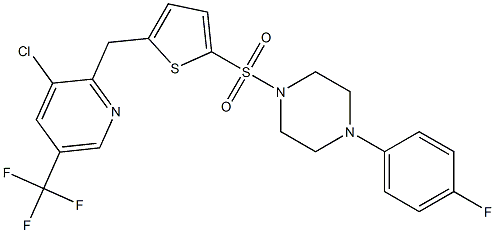 1-[(5-{[3-chloro-5-(trifluoromethyl)-2-pyridinyl]methyl}-2-thienyl)sulfonyl]-4-(4-fluorophenyl)piperazine Struktur