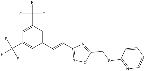 3-[3,5-di(trifluoromethyl)styryl]-5-[(2-pyridylthio)methyl]-1,2,4-oxadiazole Struktur