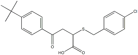 4-[4-(tert-butyl)phenyl]-2-[(4-chlorobenzyl)sulfanyl]-4-oxobutanoic acid Struktur