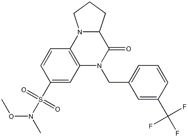 N-methoxy-N-methyl-4-oxo-5-[3-(trifluoromethyl)benzyl]-1,2,3,3a,4,5-hexahydropyrrolo[1,2-a]quinoxaline-7-sulfonamide Struktur