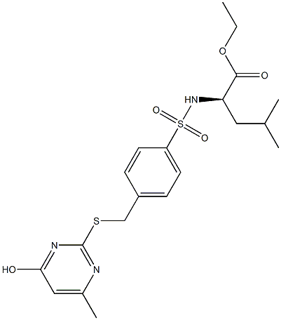 ethyl (2R)-2-{[(4-{[(4-hydroxy-6-methyl-2-pyrimidinyl)sulfanyl]methyl}phenyl)sulfonyl]amino}-4-methylpentanoate Struktur