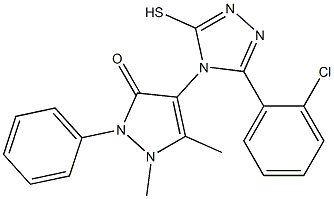 4-[3-(2-Chloro-phenyl)-5-mercapto-[1,2,4]triazol-4-yl]-1,5-dimethyl-2-phenyl-1,2-dihydro-pyrazol-3-one Struktur