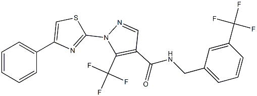 1-(4-phenyl-1,3-thiazol-2-yl)-5-(trifluoromethyl)-N-[3-(trifluoromethyl)benzyl]-1H-pyrazole-4-carboxamide Struktur