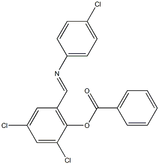 2,4-dichloro-6-{[(4-chlorophenyl)imino]methyl}phenyl benzoate Struktur