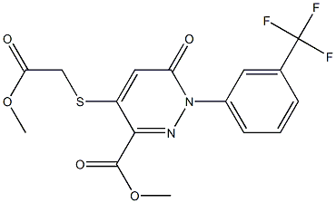 methyl 4-[(2-methoxy-2-oxoethyl)sulfanyl]-6-oxo-1-[3-(trifluoromethyl)phenyl]-1,6-dihydro-3-pyridazinecarboxylate Struktur