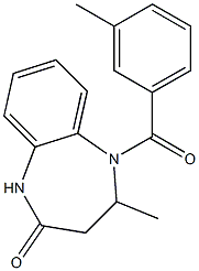 4-methyl-5-(3-methylbenzoyl)-1,3,4,5-tetrahydro-2H-1,5-benzodiazepin-2-one Struktur