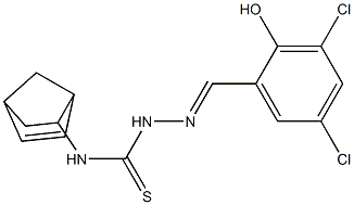 N1-bicyclo[2.2.1]hept-5-en-2-yl-2-(3,5-dichloro-2-hydroxybenzylidene)hydrazine-1-carbothioamide Struktur