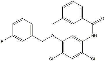 N-{2,4-dichloro-5-[(3-fluorobenzyl)oxy]phenyl}-3-methylbenzenecarboxamide Struktur