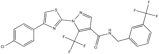 1-[4-(4-chlorophenyl)-1,3-thiazol-2-yl]-5-(trifluoromethyl)-N-[3-(trifluoromethyl)benzyl]-1H-pyrazole-4-carboxamide Struktur