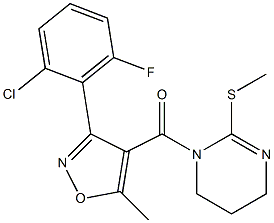 [3-(2-chloro-6-fluorophenyl)-5-methylisoxazol-4-yl][2-(methylthio)-1,4,5,6-tetrahydropyrimidin-1-yl]methanone Struktur