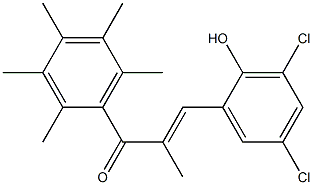 3-(3,5-dichloro-2-hydroxyphenyl)-2-methyl-1-(2,3,4,5,6-pentamethylphenyl)prop-2-en-1-one Struktur