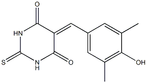 5-(4-hydroxy-3,5-dimethylbenzylidene)-2-thioxohexahydropyrimidine-4,6-dione Struktur