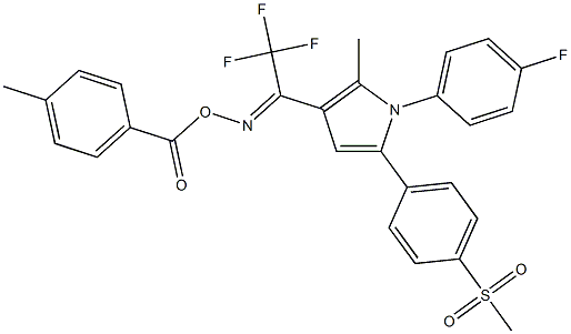 1-(4-fluorophenyl)-2-methyl-5-[4-(methylsulfonyl)phenyl]-3-{2,2,2-trifluoro[(4-methylbenzoyl)oxy]ethanimidoyl}-1H-pyrrole Struktur