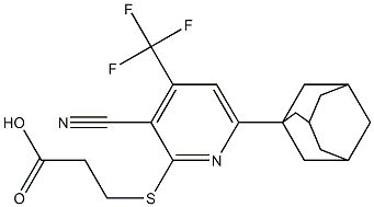 3-{[6-(1-adamantyl)-3-cyano-4-(trifluoromethyl)-2-pyridinyl]sulfanyl}propanoic acid Struktur