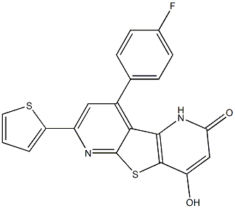 9-(4-fluorophenyl)-4-hydroxy-7-(2-thienyl)pyrido[2',3':4,5]thieno[2,3-b]pyridin-2(1H)-one Struktur