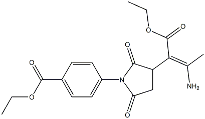 ethyl 4-{3-[2-amino-1-(ethoxycarbonyl)prop-1-enyl]-2,5-dioxotetrahydro-1H-pyrrol-1-yl}benzoate Struktur