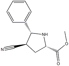 methyl (2S,4R,5R)-4-cyano-5-phenyltetrahydro-1H-pyrrole-2-carboxylate Struktur