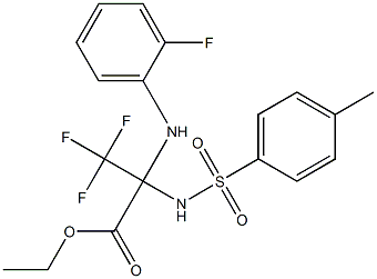 ethyl 3,3,3-trifluoro-2-(2-fluoroanilino)-2-{[(4-methylphenyl)sulfonyl]amino}propanoate Struktur